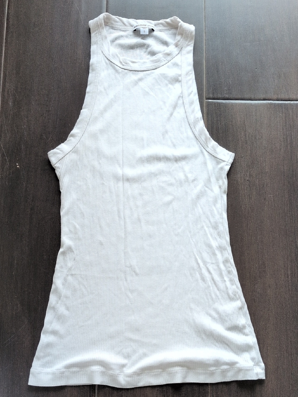 James Perse Ribbed Sheer White Tank Top